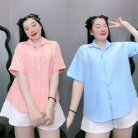 Áo sơ mi bigsize nữ tay ngắn kiểu xẻ lưng có cúc siêu sang chảnh tôn hot quanh năm cho nàng Chuppy AT10
