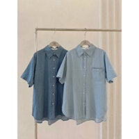 Áo sơ mi bò cộc tay oversize