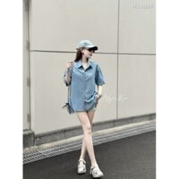 ÁO SƠ MI BÒ CỘC TAY THÊU CHỮ