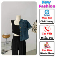 ÁO SƠ MI BÒ NỮ CỘC TAY 2 TÚI CROPTOP CÁ TÍNH, THỜI TRANG CHO NỮ