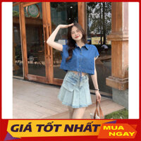 Áo Sơ Mi Bò Nữ Tay Hến Croptop Rút Eo Cá Tính M3116 - Yamy888