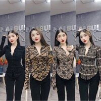 Áo Sơ Mi Body Lưới Nhung Có Lót - A354