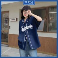 Áo Sơ Mi Bóng Chày Nam Nữ Unisex Form Rộng Tay Ngắn Thêu Chữ Symbolic Áo Sơ Mi Tay Lỡ Chất Kate Mịn