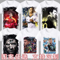 Áo sơ mi bóng đá hợp thời trang ngôi sao bóng đá in hình Mỹ ngắn tay Messi, Cristiano Ronaldo, Neymar, Haaland, Ronaldo, áo thun hàng đầu