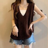 Áo sơ mi búp bê không tay cổ V kiểu Pháp mới cho phụ nữ mùa hè, độc đáo và tinh tế, áo ngắn mỏng bằng lụa băng để kết hợp trong đám cưới MMWC