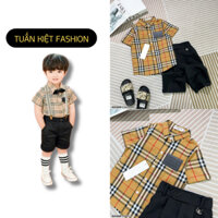 Áo sơ mi Burberry áo sơ mi cho bé áo sơ m i ngắn tay hoạ tiết kẻ sọc caro sang chảnh - Tuấn Kiệt Fashion