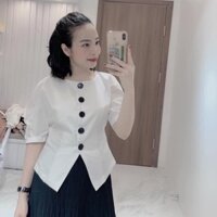 Áo sơ mi cài CÚC ĐEN tay phồng (ảnh, video thật)