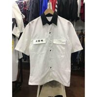 Áo sơ mi cặp đôi chữ hàn , áo sơ mi form rộng unisex cặp đôi - Đen,Freesize