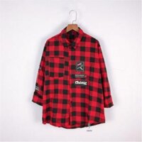 ÁO SƠ MI CARO ÁO KHOÁC SƠ MI NAM NỮ MẶC - Đỏ,Freesize