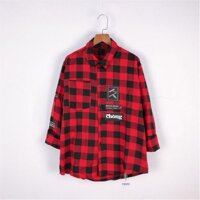 ÁO SƠ MI CARO ÁO KHOÁC SƠ MI NAM NỮ MẶC - Đỏ,Freesize