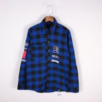 ÁO SƠ MI CARO ÁO KHOÁC SƠ MI NAM NỮ MẶC - Xanh,Freesize