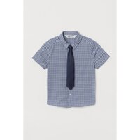 Áo sơ mi caro bé trai cà vạt H.M