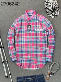 Áo sơ mi Caro Hồng dài tay Polo RL nam