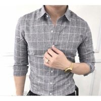 áo sơ mi caro nam xám lịch lãm