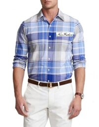 Áo sơ mi Caro Xanh Dương dài tay Polo RL nam
