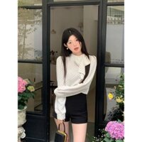 Áo Sơ Mi Chấm Bi Thắt Nơ Kiểu Pháp Kumikumi Áo Khí Chất Tay Bồng Rộng Rãi Cảm Giác Thiết Kế Đầu Thu Cho Nữ