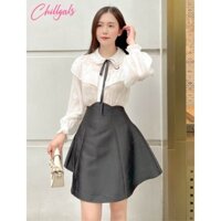 Áo sơ mi Chillgals xếp bèo nhún phối nơ AO-006