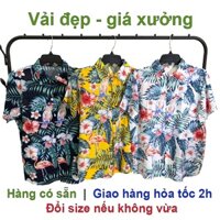 Áo sơ mi chim cò chim hạc đi biển, chất đũi mát mẻ, thích hợp mặc nhóm đi biển, đồng phục đi biển, team building