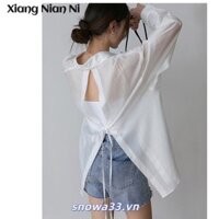 Áo sơ mi chống nắng dáng rộng phong cách Hàn Quốc Áo khoác voan mỏng dành cho nữ