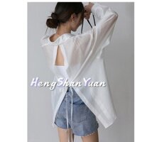 Áo sơ mi chống nắng dáng rộng phong cách Hàn Quốc Áo khoác voan mỏng dành cho nữ