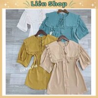 Áo Sơ Mi Cổ Bèo Chất Liệu Voan Cao Cấp Vô Cùng Duyên Dáng Thời Trang
