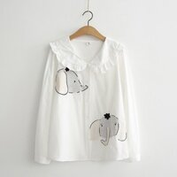 Áo Sơ Mi Cổ Bèo Cổ Sen Họa Tiết Voi Thái 924