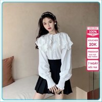 Áo sơ mi cổ bèo tiểu thư tay phồng hàng đẹp
