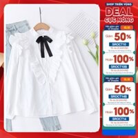 Áo sơ mi cổ đức công sở thắt nơ Quyên Fashion AA552 basic kiểu hàn quốc phối bèo tiểu thư