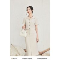 Áo sơ mi cổ đức gân be túi ngực thiết kế Elise ES2409007TSWOBE