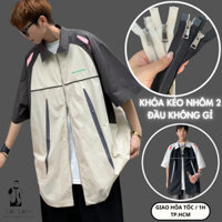 Áo sơ mi có khoá kéo 2 đầu  LẠC LẠC OFFICIAL , sơ mi nam hàn quốc , chất vải lụa mango dày dặn
