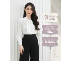Áo sơ mi cổ nơ vai nhún tay TIIN STORE thiết kế công sở thanh lịch AHD260