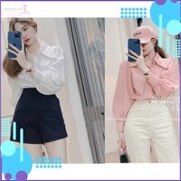 Áo Sơ Mi Cổ Sen 2 Màu Trẻ Trung, Thanh Lịch, Chất Cotton Lạnh Nhập Thái Cao Cấp Dày Mềm Mịn, Mát, Bền Đẹp