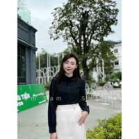 Áo Sơ Mi cổ sen Sam Sam tay dài vai bồng nhún chất liệu lụa mỹ bay bổng mặc đi làm