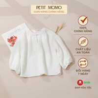 Áo Sơ Mi Cổ Tàu Cho Bé PETIT MOMO Chất Vải Thô Muslin Mềm Mại Thiết Kế Cổ Cài 1 Khuy Tay Áo Bo Chun H185