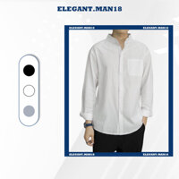 Áo Sơ Mi Cổ Tàu Dài Tay ELEGANT.MAN Chất Đũi Mát Mẻ