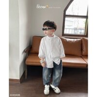 Áo sơ mi cổ tàu màu trắng phong cách cho bé trai beemo 4240ADB windybaby