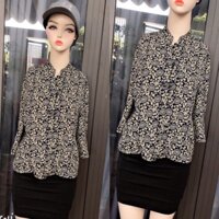 Áo sơ mi cổ tàu tay lỡ họa tiết combo 7
