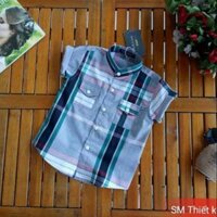 Áo sơ mi cổ trụ bé trai