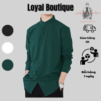 Áo sơ mi cổ trụ tay dài form rộng phong cách trẻ trung năng động phù hợp đi chơi đi học Loyalboutique