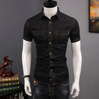 Áo sơ mi cộc nam giả bò chất liệu Polyester phong cách thể thao slim filt trẻ trung năng động N48