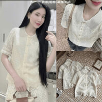 Áo Sơ mi cộc tay cổ đính đá hàng QCL1