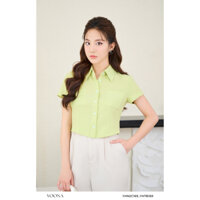 Áo sơ mi cộc tay dáng ngắn chất xốp xanh cốm YOONA - YHN2C169