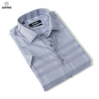 Áo sơ mi cộc tay nam màu ghi xám kẻ ADINO vải sợi tre bamboo mềm mịn mát dáng slimfit công sở trẻ trung CT93 - Ghi xám - 40