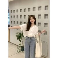 Áo sơ mi cộc tay nữ cực thời trang. Áo sơ mi trắng mặc đi làm, đi học, đi chơi cực cháy