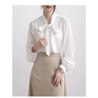 Áo sơ mi công sở cổ thắt nơ kiểu hàn quốc Quyên fashion thắt nơ cổ tay dài bồng thời trang AA381