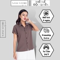 Áo sơ mi công sở không nhăn màu nâu, vải cotton, thoáng mát, thấm hút mồ hôi tốt - Nani Store