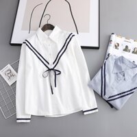 Áo sơ mi công sở kiểu dáng hàn quốc thắt nơ trẻ trung Quyên Fashion AA549 màu trắng, kẻ