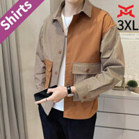 Áo sơ mi công sở nam tay dài phối màu, áo khoác mỏng mùa xuân và mùa thu, áo khoác công sở thường ngày