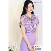 Áo sơ mi công sở nữ LAVENDER màu hoa bằng lăng tím chất voan tơ mềm mại A3051