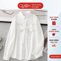Áo sơ mi công sở nữ trắng thắt nơ ngực Quyên Fasion kiểu hàn quốc AA545